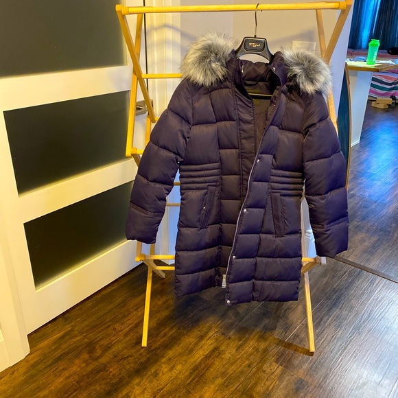 Brand new Beautiful deep purple fur trimmed hood winter coat - Picture 1 of 3